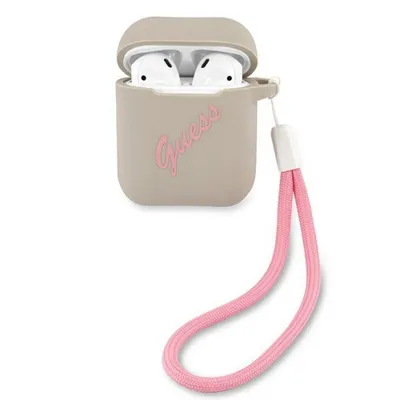 Produktbild von Guess Guaca2Lsvsgp Airpods Hülse Grau Rosa/Grau Rosa Silikon Vintage