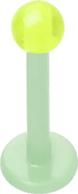 Produktbild von viva-adorno 1,2 x 8 x 3mm Labret Stecker Lippenpiercing Tragus Piercing Ohrpiercing Bioflex Kunststoff Z450, grün