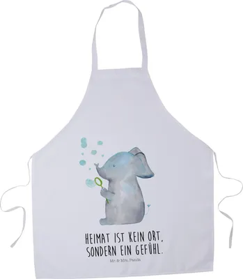 Produktbild von Mr. & Mrs. Panda Backschürze Elefant Seifenblasen - Weiß - Geschenk, Kochschürze, Schürze, Kellnerschürze, Küchenschürze, Grillschürze, Lustige Sprüche, Elefanten, Liebe