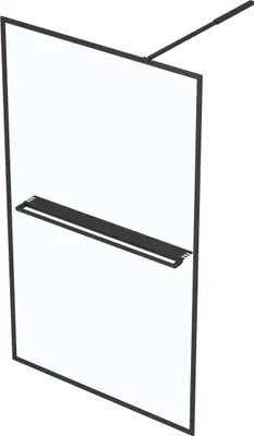 Image de Paroi de Douche Noir Mat 120x200cm - Porte-serviette et étagère - Verre trempé 6 mm