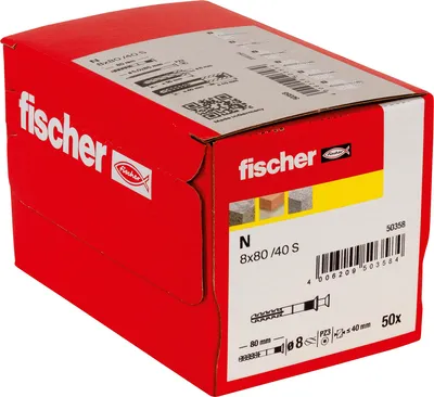 Produktbild von Fischer 050358, Nylon, Weiß, Pozidriv, PZ3, 80 mm, 8 mm