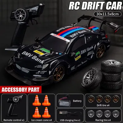 Produktbild von JJRC 1:16 RC-Drift-Auto 4WD 40 km/h mit 2 Reifensätzen, LED und 2,4 GHz, Schwarz