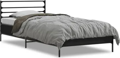 Zdjęcie produktu dla Łóżko Metalowe Czarne Rama Łóżka Ze Stelażem Sofa Do Sypialni Pokoju 100x200 cm