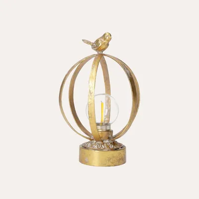 Obrázok produktu pre KEYHOMESTORE | Lampa s motívom vtáka, zlatý kov, výška 20 cm, šírka 14 cm