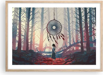Produktbild von Gerahmtes Poster - Rahmen in heller Eiche - Märchen Fänger Träume - 70x50 cm - Wand Bild - Wanddeko - Wandbilder - Kunstposter - Wandposter - Bilderrahmen - Bilder - Kunstdruck - P2NAA70x50-4789