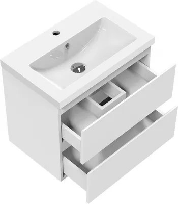 Produktbild von Waschtisch mit Unterschrank 50cm Alast Badmöbel Set Weiß Waschbecken mit Unterschrank MDF Softclose