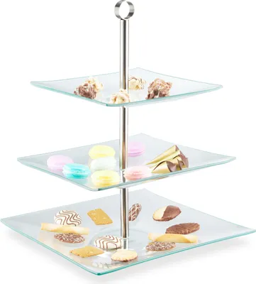 Produktbild von relaxdays Etagere transparent/silber 40,0 cm