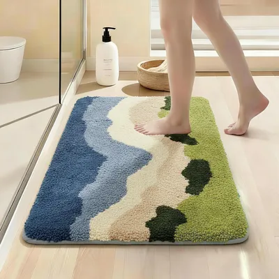 Zdjęcie produktu dla Mata podłogowa do łazienki, antypoślizgowa, chłonna, można prać w pralce (40°C), kolor: leśna zieleń, wymiary: 40x60 cm