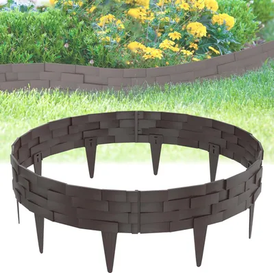 Obrázok produktu pre JOIEYOU Obruba trávnika plastová 5 m imitácia kamennej tehly Obruba záhonu Obruba záhonu s 10 cm kolíkmi Textúra kamennej tehly Imituje obrubu záhonu Obruba na kosenie Palisáda pre záhradu, hnedá