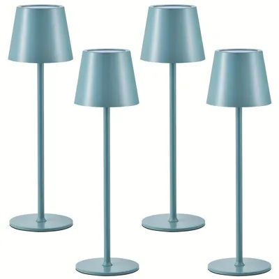 Image de Lampe de table sans fil moderne - Lampe LED - Lampe tactile - Veilleuse - Lampe rechargeable - Lot de 4, couleur bleue