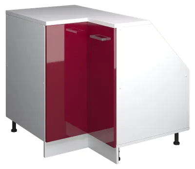 Produktbild von Eck-Küchenschrank für Dachschrägen Vicco R-Line Rot Hochglanz 75.6 cm mit 1 Tür, Schrankkorpus 60 cm Tiefe, Model 60168