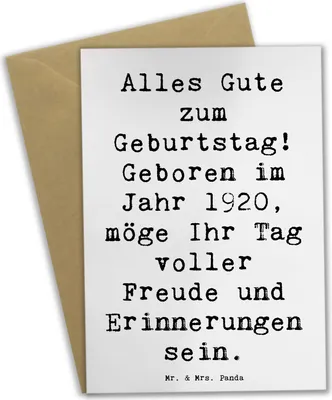 Produktbild von Mr. & Mrs. Panda neujahrskarte Spruch 1920 Geburtstag - Weiß - Geschenk, besonderes Jubiläum, osterkarte, Happy Birthday, Geburtstagsgeschenk, persönliches, einzigartiges