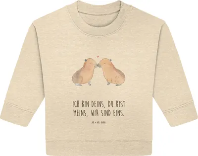 Produktbild von Mr. & Mrs. Panda Organic Baby Pullover Capybara Liebe 24. - 36. Monat - Natural Raw - Geschenk, Lustige Sprüche, Bullover, Paar, Valentinstag, Liebesspruch, Verliebt