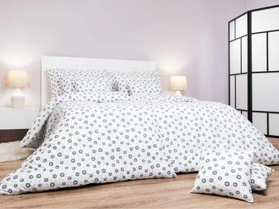 Obrázek produktu pro Povlečení bavlna Anežka tmavě šedá na bílém 240x200, 2x70x90 cm