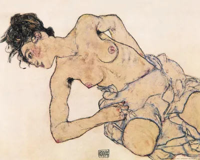 Produktbild von Egon Schiele Kunstdruck Bild - Kniende Halbnackte, 1917 (40 x 50 cm)