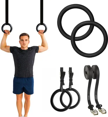Produktbild von 4FIZJO Gymnastikringe, 2 Stück, für Krafttraining, Crossfit und Bodyweight, schwarz