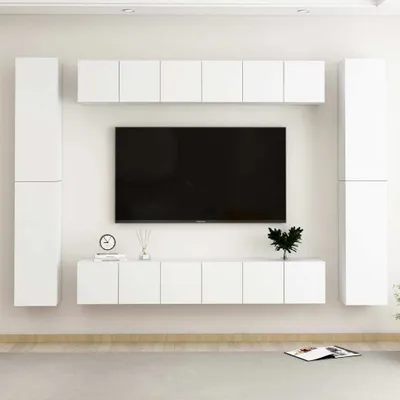 Obrázok produktu pre vidaXL 10 ks TV skrinka biela materiál na báze dreva - TV skrinka - TV skrinky - HiFi skrinka - HiFi skrinky