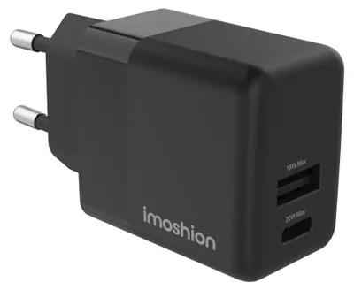 Produktbild von imoshion Wandladegerät - Ladegerät - USB-C- und USB-Anschluss - Power Delivery - 20 Watt - Schwarz