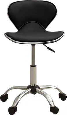 Image de vidaXL Tabouret de coiffure à roulettes Noir similicuir