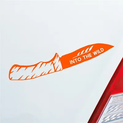 Produktbild von Auto Aufkleber Klappmesser Messer Knife Jagd Hunting Wild Wald Car 19x3 cm Orange Sticker Heckscheibenaufkleber