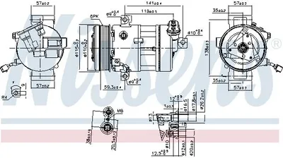 Produktbild von NISSENS 890667 5SL12C Klimaanlage Klimakompressor PAG 46 YF R134a R1234yf für ALFA ROMEO GIULIETTA (940) für FIAT BRAVO II (198) 500L (351, 352)