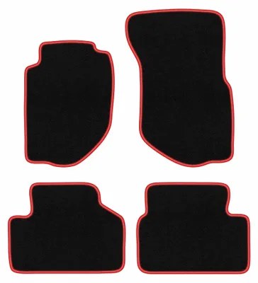 Obrázek produktu pro Velurové autokoberce pro: Volvo 740 / 760 1984-1991 (sedan/kombi) – sada 4 ks, černo-červené, na míru – Wielganizator CARLUX
