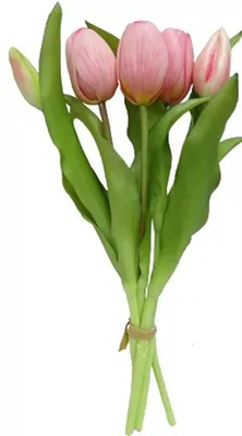 Produktbild von Tulpen künstlich 30cm Tulpenbündel mit 5Tulpen Real Touch pink Tulpenstrauß