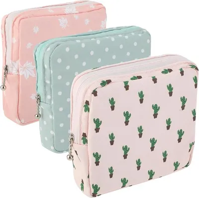 Produktbild von 3er Set Aufbewahrungstasche für Damenbinden - 13x13cm - Tasche für Binden - Kleine Aufbewahrungstasche - für Menstruationstassen/ Hygieneartikel