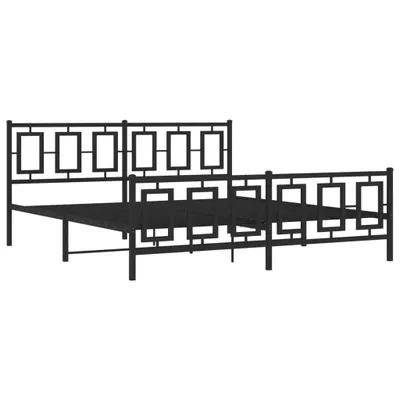 Image de Cadre de lit métal sans matelas avec pied de lit noir 183x213cm