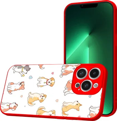 Produktbild von Smartphonica Handyhülle Geeignet für iPhone 13 Pro mit Hundedruck - TPU Back Cover Case Hundedesign - Rot