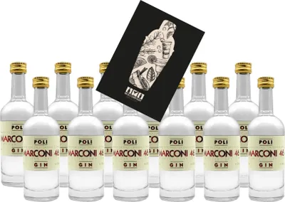 Produktbild von Poli Marconi 46 Gin Miniatur 12x 50ml (46% vol) Dry Gin Italien Mini- [Enthält Sulfite]