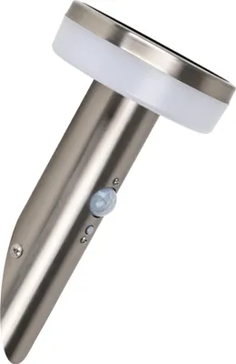 Produktbild von Näve Leuchten Solar-/Wandleuchte "NORCIA" Inkl. Bewegungsmelder Solar-/Wandleuchte "NORCIA" Inkl. Bewegungsmelder Solar-/Wandleuchte "NORCIA" Inkl. Bewegungsmelder, Lampe für den Außenbereich aus Metall und Kunststoff in nickelmatt, 25 cm hoch, Ø 12,5 cm, LED Platine – mit Druckschalter – Dämmerungssensor – Bewegungsmelder