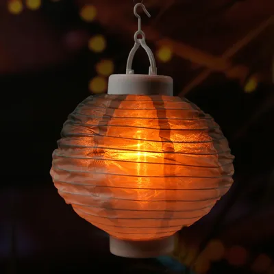 Produktbild von LED Solar Lampion - Flammeneffekt - 12 warmweiße LED - H: 23cm - D: 20cm - Lichtsensor - grün