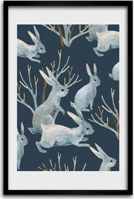 Produktbild von Bild - Bilderrahmen - 40 cm x 60 cm - MDF - Rahmen - Wandkunst - Kaninchen