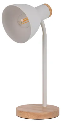 Obrázek produktu pro Stolní lampa "MARIE": Výška 36,5 cm, bílá barva. Stolní lampa v retro stylu, vyrobená z kovu a přírodních materiálů, výška 36,5 cm, průměr 14 cm, patice E14 – spínač na kabelu