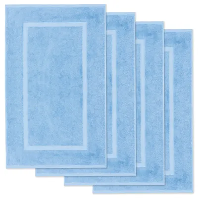Produktbild von Lavea® 4er Set Badematte 50x80 cm, Badezimmerteppich 100% Baumwolle, 800 g/m², saugstark, waschbar, Badvorleger, Elena – Delphinblau