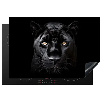 Produktbild von KitchenYeah© Herdabdeckplatte Panther - Tiere - Schwarz - Porträt , 77x51cm, Küche Deko, Glaskeramikkochfeld Herdabdeckung, Abdeckplatte fùr Kochfeld