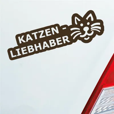 Produktbild von Auto Aufkleber Katzenliebhaber Katze Cat süß Love Liebe 19,5x6 cm Braun Sticker Heckscheibenaufkleber