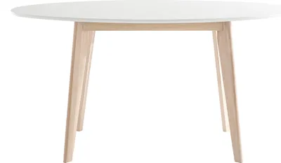 Produktbild von Miliboo - Tisch oval 150 cm Weiß und helles Holz LEENA