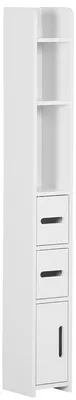 Image de Meuble colonne de salle de bain armoire toilette haute avec šŠtagššres et placards - 15 x 17 x 120 cm blanc