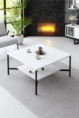 Produktbild von Skye Decor, Black Line - White, Black, Couchtisch, Weiß, 100 % MELAMINBESCHICHTETE SPANPLATTEN, 80 x 80 x 40 cm