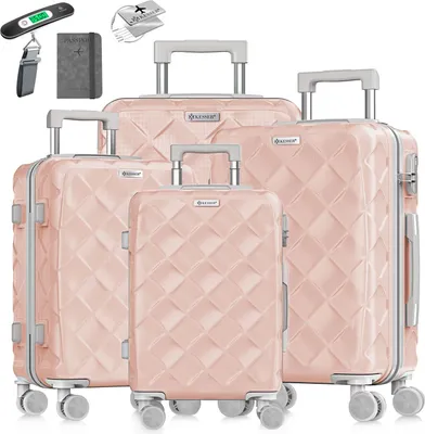 Produktbild von KESSER® Reisekoffer Set 4-teilig | Kofferset + Handgepäck | Trolley ABS Hartschalenkoffer mit Zahlenschloss, Kofferwaage & Reisebrieftasche 360 Rollen