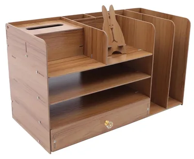 Produktbild von A4 Schreibtisch Organizer - Briefablage - Bambus - Dokumentenablage - Büro Aufbewahrungsbox - Mehrlagig - Zum Selbstmontieren