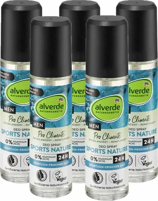 Zdjęcie produktu dla 5 x alverde MEN - Dezodorant w sprayu Sport Nature (5 x 75 ml)