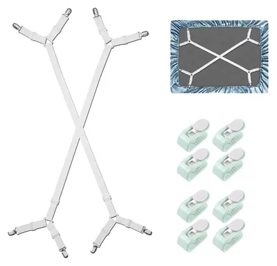 Obrázek produktu pro Omgoods - Nastavitelné spony na prostěradla, 8 kusů - Klipsny na peřinu, které zabraňují mačkání