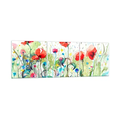 Produktbild von Bilder auf glas - Blumen Wiese Blatt Natur - 120x40cm - Glasbilder - Wandbilder - Kunstdruck - zum Aufhängen bereit - Wanddekoration aus Glas - Glas Bilder - Wandbild auf Glas - GCA120x40-3076