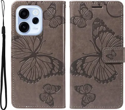 Produktbild von OPPO Reno15 F Hülle - Coverup Schmetterlinge Klapphülle - Taupe Grau
