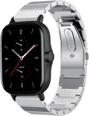 Produktbild von Strap-it Metallarmband - Kompatibel mit Amazfit GTS 2 Armband Ersatzarmband Edelstahl - Faltschließe - Hochwertiges Material - für Smartwatch 20mm Armband Silber
