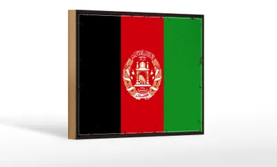 Produktbild von Holzschild Flagge Afghanistans 18x12cm Retro Afghanistan