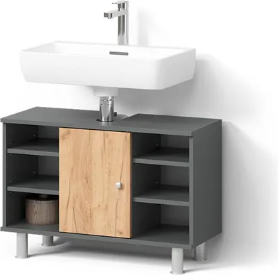 Immagine prodotto di Mobile sotto lavabo Livinity Fucino Antracite/Rovere dorato 80 x 54 cm, Model 56253